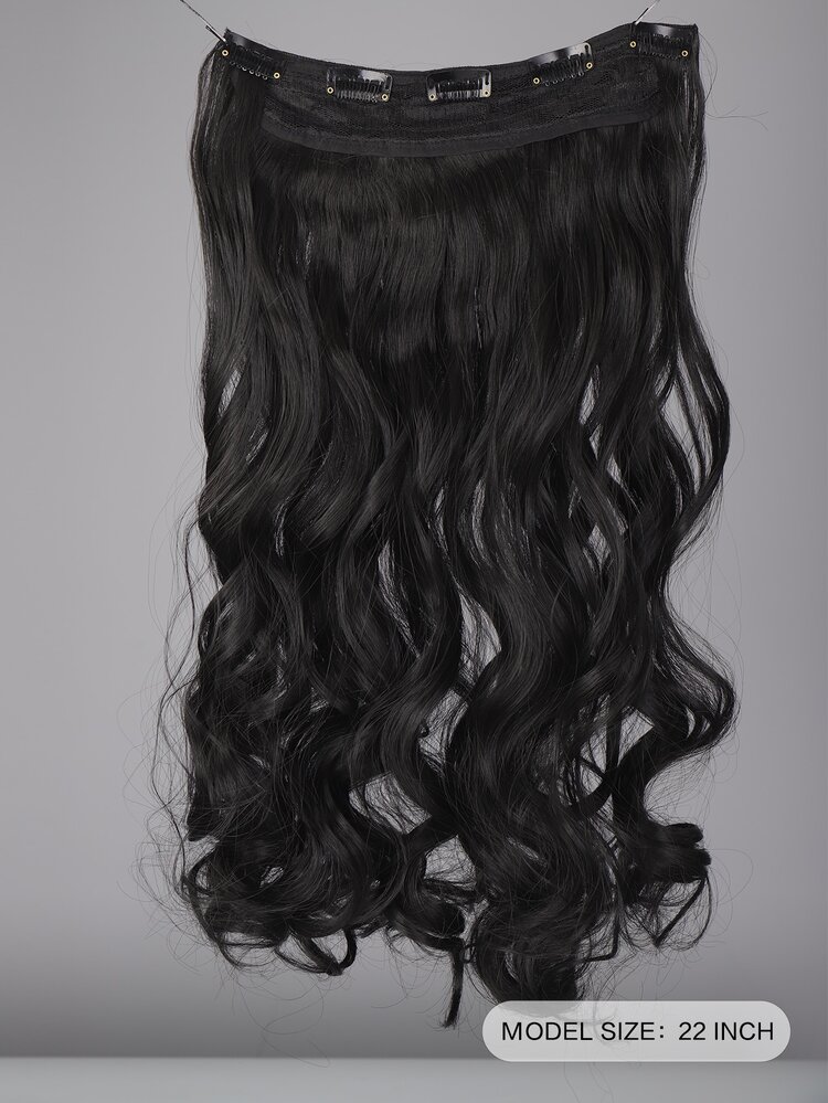 クリップイン ロング ボディウェーブ 合成 ヘアエクステ - ブラック - 見る 2