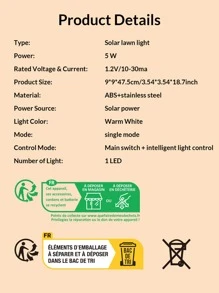 1pc ABS Solar Lawn Lamp, Solar Pathway Light For Outdoor, Outdoor Garden Lighting For Pathway, Yard, Patio - Yellow - View 4
