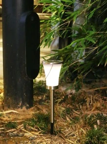 1pc ABS Solar Lawn Lamp, Solar Pathway Light For Outdoor, Outdoor Garden Lighting For Pathway, Yard, Patio - Yellow - View 5