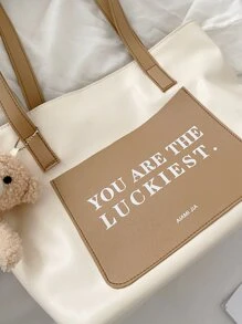 Đúng mốt , Tối giản , Giải trí , Đồ họa Chữ cái Túi tote đeo vai Với trang trí túi Cho cô gái , Cô gái tuổi teen - Nhiều màu - Xem 8