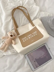 Đúng mốt , Tối giản , Giải trí , Đồ họa Chữ cái Túi tote đeo vai Với trang trí túi Cho cô gái , Cô gái tuổi teen - Nhiều màu - Xem 9