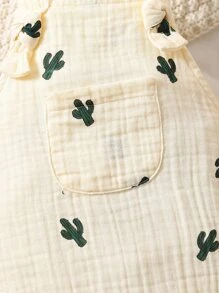 男嬰仙人掌口袋貼布背帶連體衣 - 米色 - 查看 4