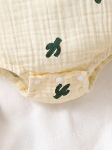 男嬰仙人掌口袋貼布背帶連體衣 - 米色 - 查看 5