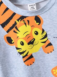 Bebé niño Camiseta con estampado de tigre - Gris - Ver 3