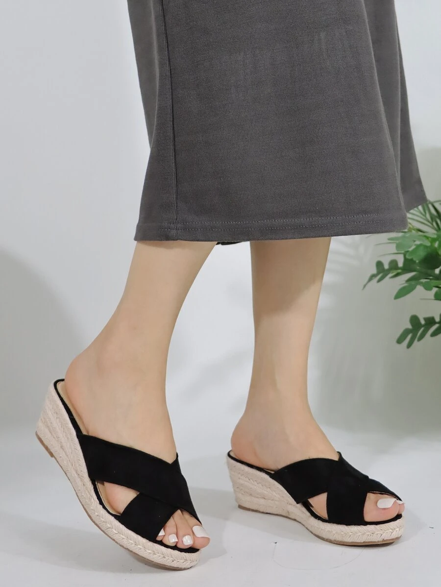 Giày bệt dày và Dép nêm Nữ màu trơn Kỳ nghỉ - màu đen - Xem 1