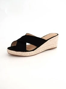 Giày bệt dày và Dép nêm Nữ màu trơn Kỳ nghỉ - màu đen - Xem 3