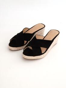Giày bệt dày và Dép nêm Nữ màu trơn Kỳ nghỉ - màu đen - Xem 7