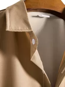 Manfinity Homme Men Single Breasted Satin Shirt - Khaki - View 3