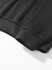 Claim Dot Loose Men's Japanese Character And Cartoon Graphic Thermal Lined Pullover - Black - View 7