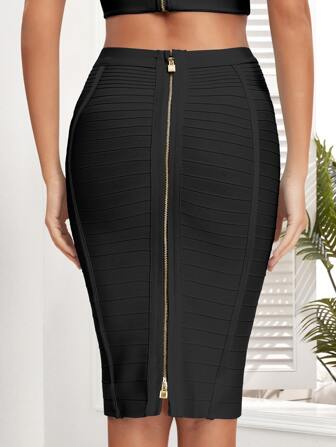 Zipper Back Bandage Pencil Skirt