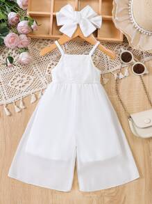 Baby Contrast Lace Cami Jumpsuit & Accessory Headband - White - View 1