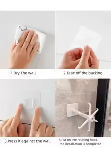 1 个 360° 旋转折叠挂钩：6 个挂钩，适用于厨房、浴室和橱柜整理 - 180° 垂直翻转和自粘，情人节返校礼物 - 白色 - 查看 7