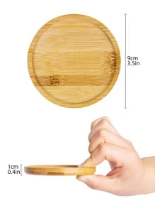 1入組圓形木頭杯墊 - 杏色 - 查看 5