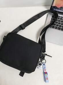 Bolso bandolera multifuncional para estudiantes de secundaria y universitarios de primer año, bolso casual con decoración de dibujos animados cuadrados, regalo para padres, bolso escolar para viajes, universidad, actividades al aire libre, deportes, transporte, bolso cruzado, bolso lateral, artículos esenciales para vacaciones, ligero para llevar, con correa ajustable, bolsas cuadradas de nylon minimalistas, portátiles, regalos para padres, regalos del Día del Padre, regalos para hombres, regalos de San Valentín, bolsa negra, bolsa universitaria de verano, regalos del Día del Padre, para libros, de vuelta al colegio, bolso bandolera multifuncional para dormitorio, bolso para hombre, bolso cruzado, bolso lateral, útiles escolares, bolso de mensajero de otoño, bolso para hombre, bolso cilíndrico, regalo de Halloween y Navidad para hombres, bolso de Scream, bolso para hombre, bolso de invierno - Negro - Ver 7