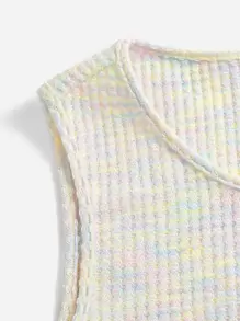 SHEIN EZwear Space Dye Crop Tank Top - Multicolor - View 3