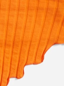 SHEIN EZwear Hanky Hem Crop Tube Top - Orange - View 7