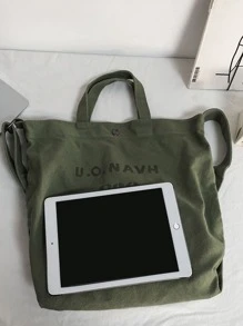 Bolso de mano con gráfico de letras para hombre, bolso de playa, bolso de compras, bolso reutilizable, bolso de lona, bolso escolar para viajes, universidad, escuela - Verde - Ver 7
