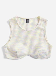 SHEIN EZwear Space Dye Crop Tank Top - Multicolor - View 5