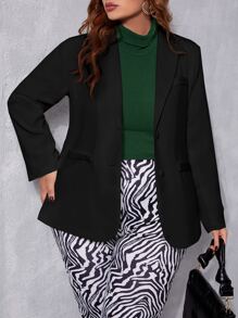 SHEIN Privé Blazer de cuello con solapa con botón - Negro - Ver 3