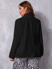 SHEIN Privé Blazer de cuello con solapa con botón - Negro - Ver 2