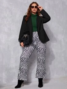 SHEIN Privé Blazer de cuello con solapa con botón - Negro - Ver 1