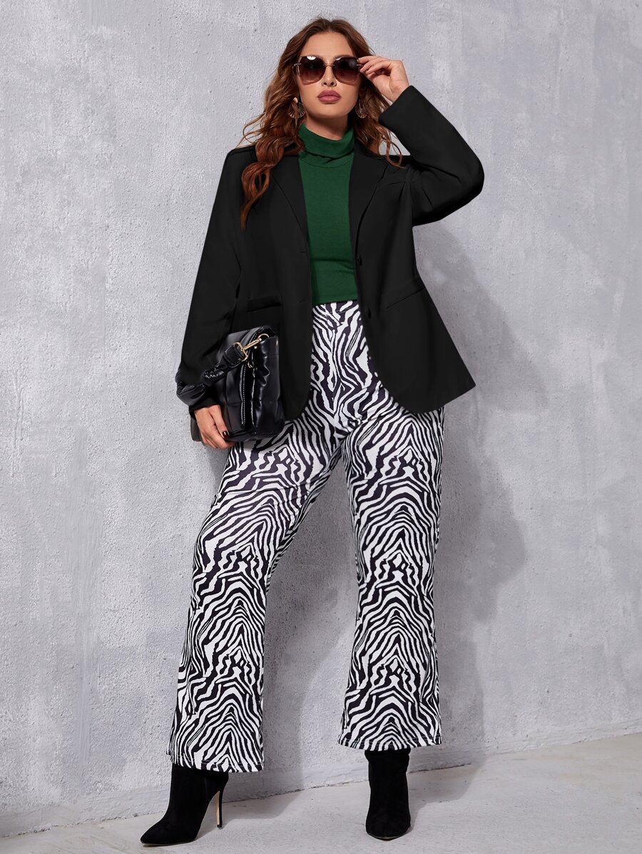 SHEIN Privé Blazer de cuello con solapa con botón - Negro - Ver 1