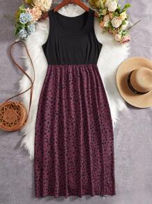 SHEIN LUNE Đầm Plus Size Đồ họa Giải trí - Màu tím - Xem 1