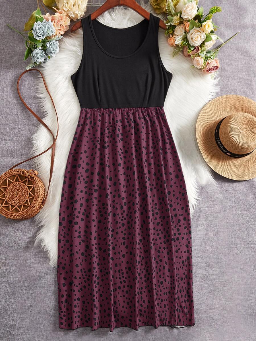 SHEIN LUNE Đầm Plus Size Đồ họa Giải trí - Màu tím - Xem 1