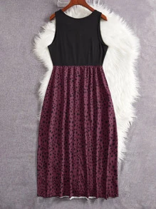 SHEIN LUNE Đầm Plus Size Đồ họa Giải trí - Màu tím - Xem 2