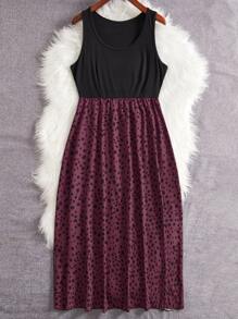 SHEIN LUNE Đầm Plus Size Đồ họa Giải trí - Màu tím - Xem 5