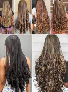 Paquete de 1 extensión de cabello trenzado sintético de color negro azul rosa marrón con rizo espiral, cabello rizado suelto de alta temperatura adecuado para mujeres y niños para uso diario, vacaciones, cosplay, Navidad, Año Nuevo, carnaval y festivales de música - Multicolor - Ver 7