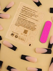 24 chiếc Móng tay giả hai tông màu mờ hình chữ nhật với 1 băng dính và 1 dũa móng tay - Nhiều màu - Xem 5