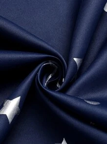 Moon & Star Pattern Single Panel Curtain, Cartoon Polyester Textured Blackout Curtain For Bedroom And Living Room, All Season - Navy Blue - View 7