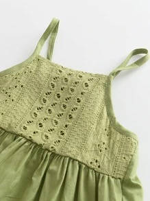 meninas pequenas Peplum cami top bordado de ilhós & calças - Multicolorido - Ver 5