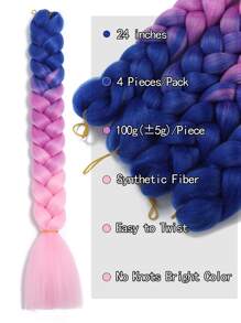 4pcs Ombre Long Synthetic Hair Braid - Multicolor - View 3