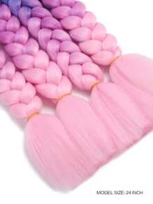 4pcs Ombre Long Synthetic Hair Braid - Multicolor - View 7