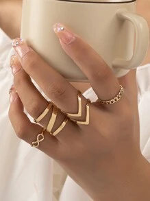 Set de 4 anillos decorativos de infinito - Amarillo Oro - Ver 1