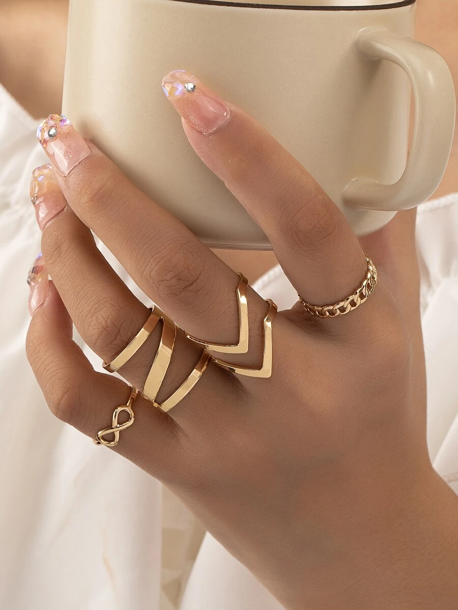 Set de 4 anillos decorativos de infinito - Amarillo Oro - Ver 1