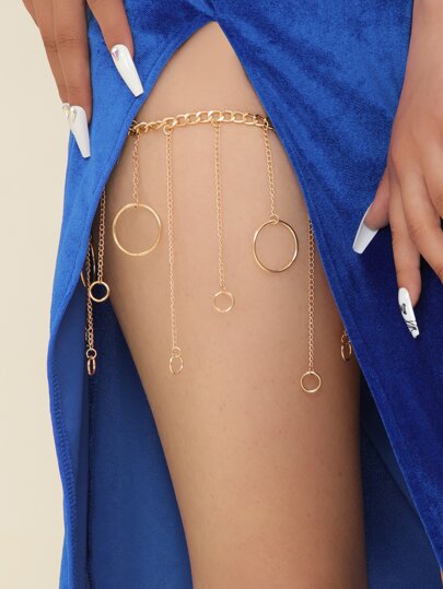 1pc European & American Style Minimalist Large & Small Circle Chain Leg Chain