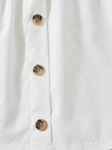 SHEIN Girls Button Front Belted Skirt - White - View 4