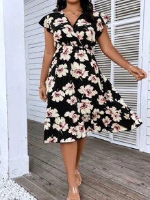 Breezaya Đầm Plus Size Viên lá sen Trọn gói Hoa Boho - Nhiều màu - Xem 2