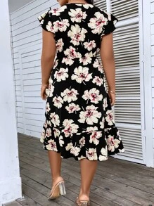 Breezaya Đầm Plus Size Viên lá sen Trọn gói Hoa Boho - Nhiều màu - Xem 3