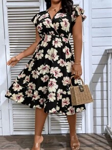 Breezaya Đầm Plus Size Viên lá sen Trọn gói Hoa Boho - Nhiều màu - Xem 1