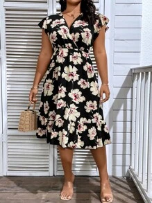 Breezaya Đầm Plus Size Viên lá sen Trọn gói Hoa Boho - Nhiều màu - Xem 6