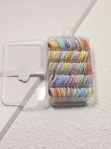 100 piezas de bandas elásticas de colores para el pelo/Sostenedores de cola de caballo - Multicolor - Ver 2