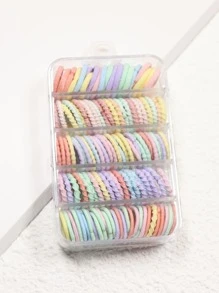 100 piezas de bandas elásticas de colores para el pelo/Sostenedores de cola de caballo - Multicolor - Ver 3