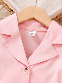 小女童荷葉邊西裝領襯衫和喇叭褲 - 淺粉色 - 查看 3