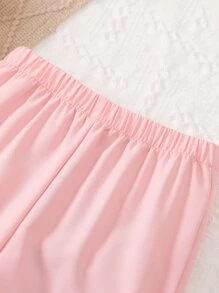 小女童荷葉邊西裝領襯衫和喇叭褲 - 淺粉色 - 查看 6