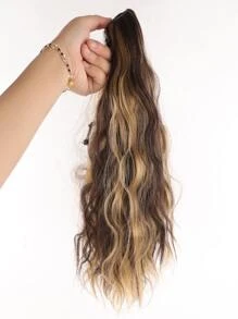 Medium Curly Ponytail Synthetic Hair Extension - Multicolor - View 3