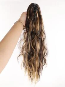 Medium Curly Ponytail Synthetic Hair Extension - Multicolor - View 4